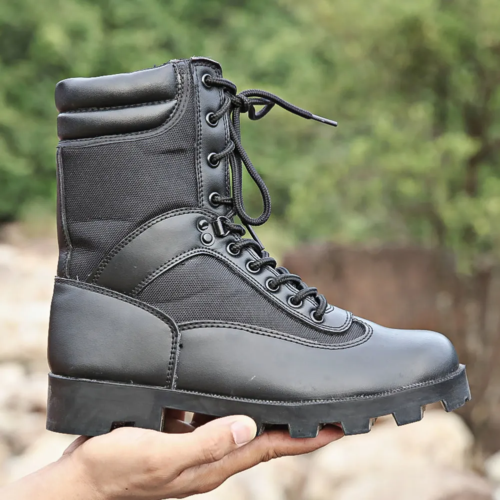 

CQB.SWAT Spring Breathable Men Panama Rubber Sole Black Outdoor Work Boots Military Black Combat Tactical Jungle Boots with Zip