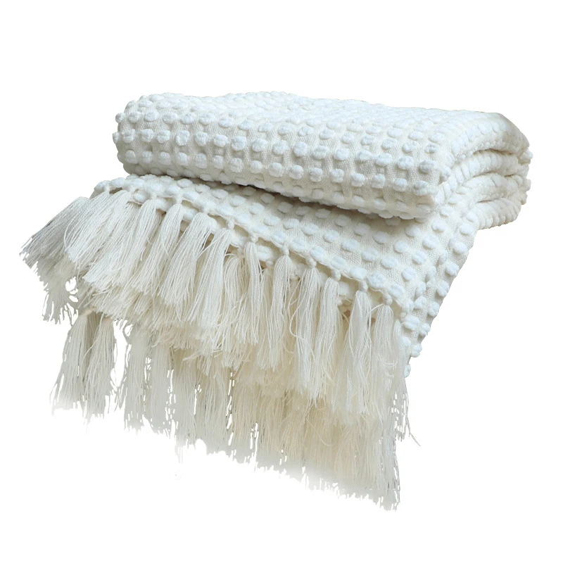Nordic White Casual Blankets throws soft Comfortable Knitted Shawl Sofa Blanket Bed End cover Travel hotel Decorative bedspread | Дом и сад