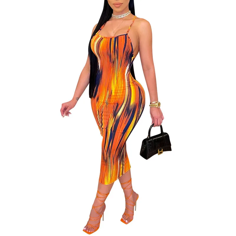 

Women Sexy Backless Spaghetti Strap Long Dress Summer Bodycon Beachwear Sleeveless Night Out Club Party Dress
