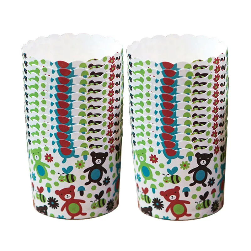 50 шт. Бумажные Формочки для капкейков в виде слона льва короля медведя совы