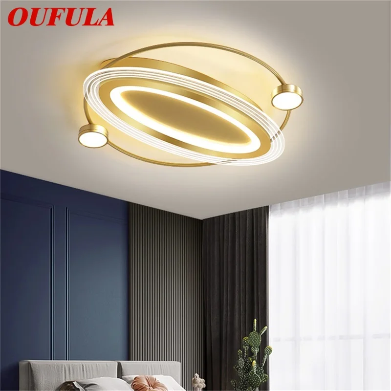 

OUFULA Creative Lights Ceiling Contemporary Gold Lamp Fixtures LED Decorative for Home Bedroom