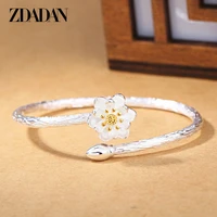 zdadan new arrival 925 sterling silver lotus cuff bracelet for women jewelery gifts