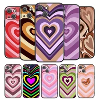 love brown heart aesthetic for apple iphone 13 12 pro max mini 11 pro xs max x xr 6 7 8 plus 5s se2020 soft black phone case
