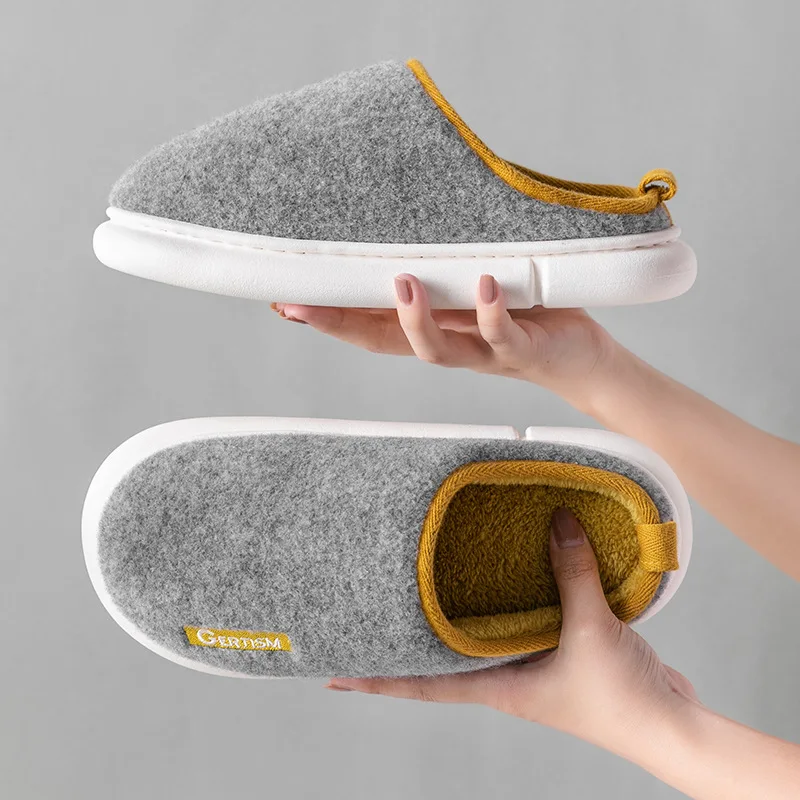 Домашние тапочки на толстой подошве Осень-Зима теплые домашние хлопковые 2021