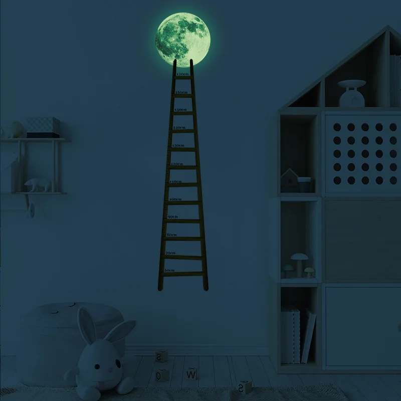 

Creative Ladder Moon Combination Bathroom Bedroom Porch Wall Beautification Decorative Luminous Wall Sticker Self-adhesive