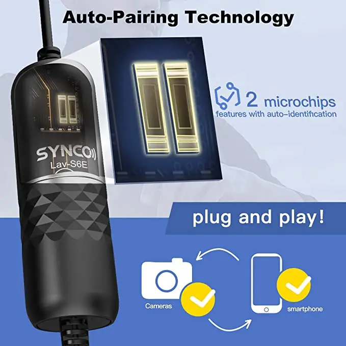 Всенаправленный конденсаторный микрофон SYNCO Lav S6E шнур 6 м смартфон iPhone