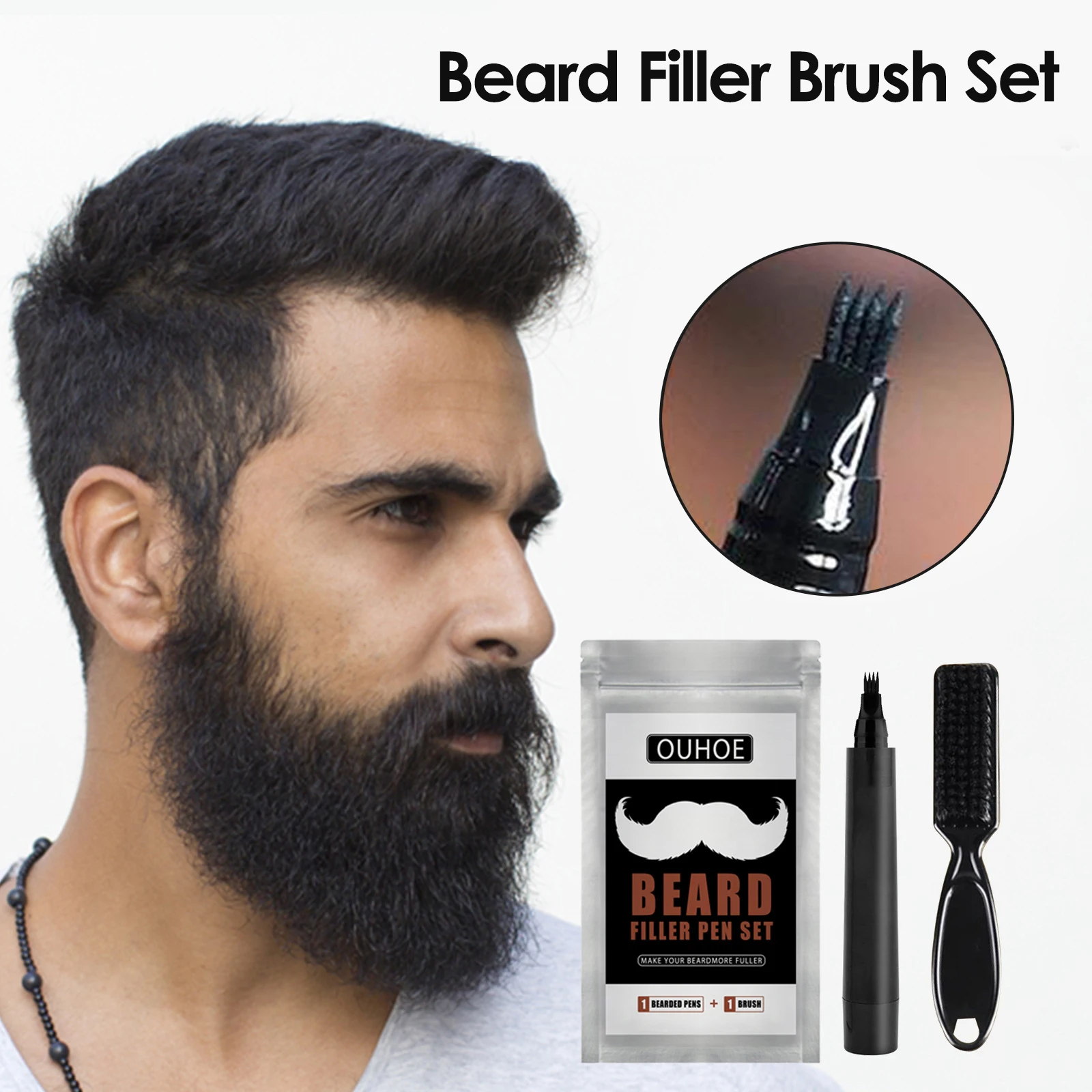

Beard Filling Pen Kit Beard Pencil Filler Waterproof Moustache Pen Beard Brush Beard Enhancer Moustache Coloring Shaping Tools