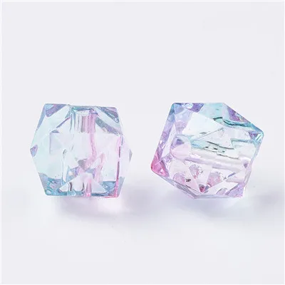 Blue pink 50 шт цветная аэрозольная краска акриловые бусины Сделай Сам ручной работы изготовление браслетов ювелирные бусины для шарма многоугольная форма бусины X502 - Цвет: Blue pink