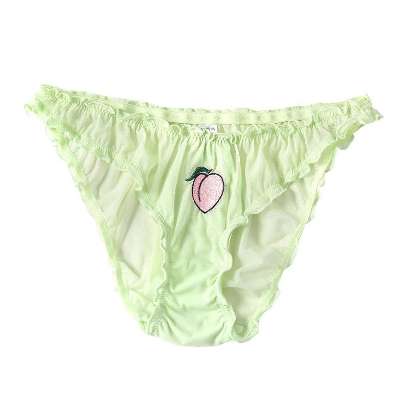 Женские прозрачные трусы с вышивкой фруктов кружевное нижнее белье сексуальное