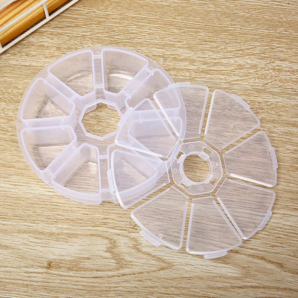 

8 Compartments Plastic Round Jewelry Beads Storage Container