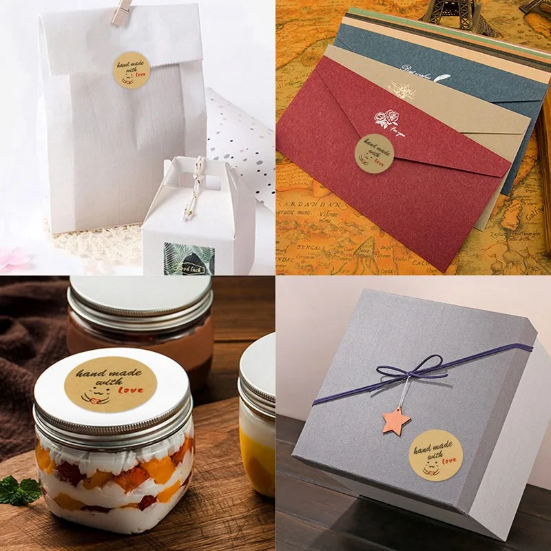 500 шт./лот самодельные наклейки ручной работы с надписью Handmade With Love свадебные