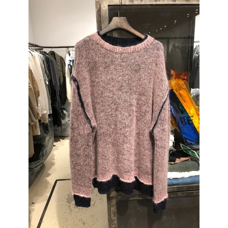 

South Korea 2020 winter new sweet and age-reducing round neck fake two-piece plush sweater pullover sweater women