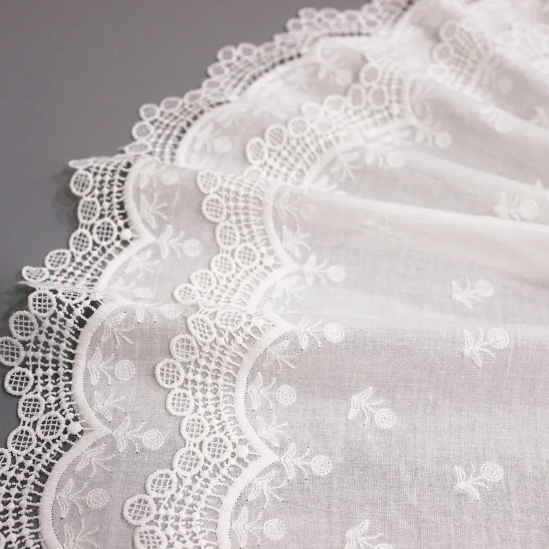 New Pure- Cotton Cloth +milk-silk Double Layer Embroidery Lace Trim Handmade DIY Clothes Accessories Width22cm 3Yard/lot | Дом и сад