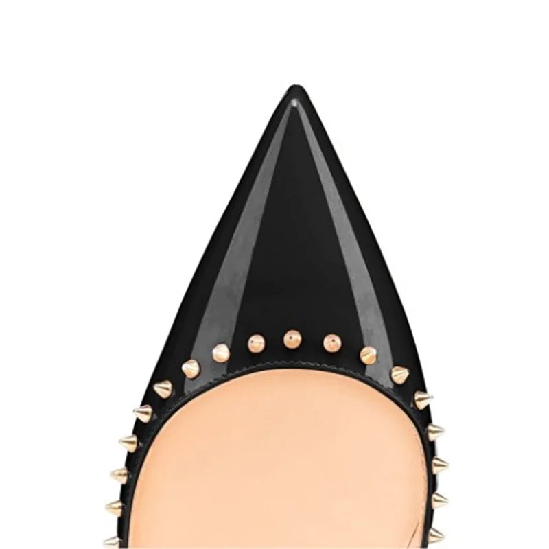 Туфли лодочки на высоком каблуке 12 см с золотыми шипами|Женские туфли| |