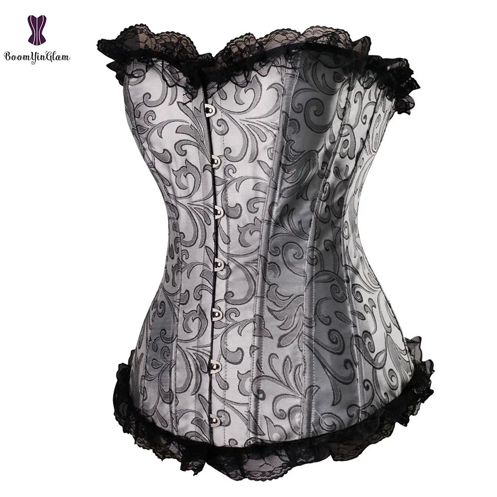 Корсет в Королевском Стиле с цветочной кружевной отделкой корсет из парчовой
