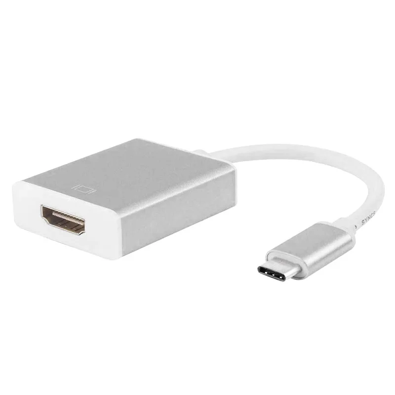 Silver Кабель-адаптер type-C к HDMI для мужчин и женщин(совместим с Thunderbolt3) к HDMI USB 3,1 алюминиевый тип C для MacBook Chromebook - Цвет: Silver