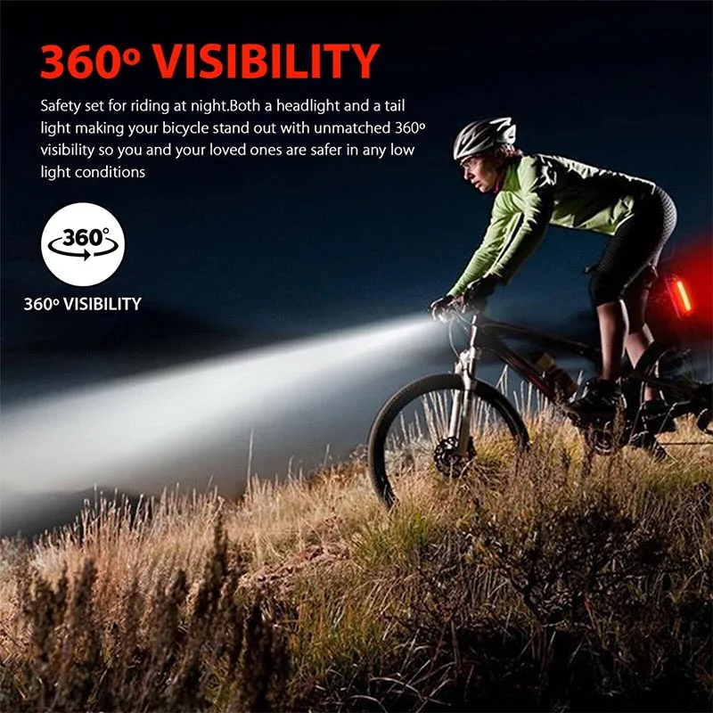 

Bike Light IPX5 Waterproof Bike LED Light Flashlight USB Charging Safety Tail Lights Outdoor MTB Bicycle Lamp Bikes Accessories