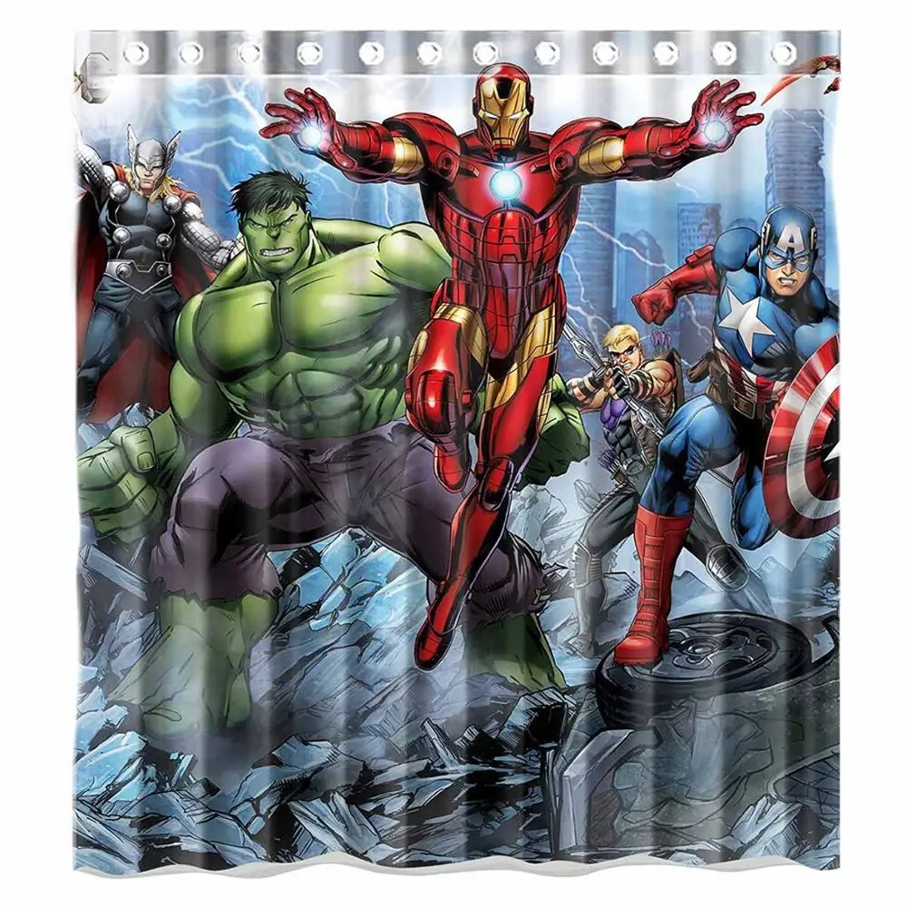 Занавеска для душа с принтом супергероя Мстителей занавеска ванной комнаты