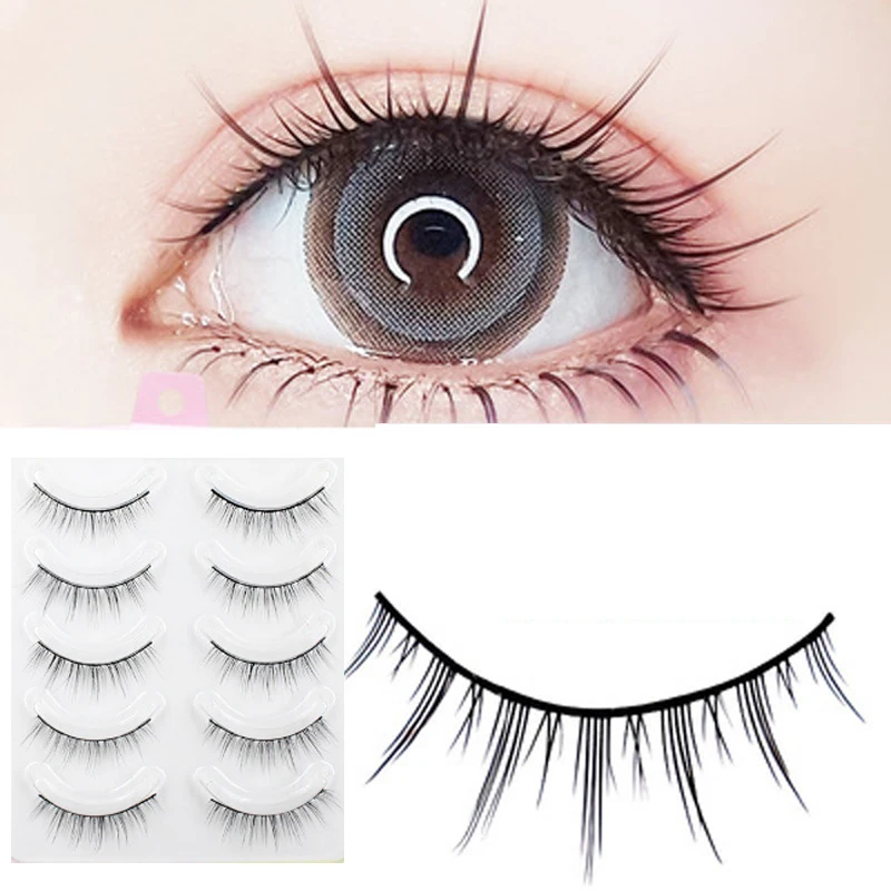 

5Pairs 3D Super Natural Eyelashes Japan Short Light Style False Faux Mink Strip Lashes Book Fauc Cils For Daily Makeup