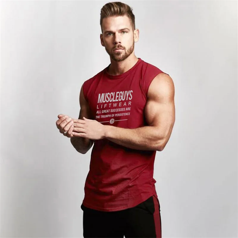 Muscleguys майка для бодибилдинга, Мужская одежда для фитнеса и спортзала, мужские жилеты без рукавов, хлопковые майки, Майки для мышц