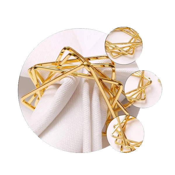 10Pcs Polygon Star Design Napkin Rings Metal Holders For Wedding Birthday Party Decorations Gold | Дом и сад