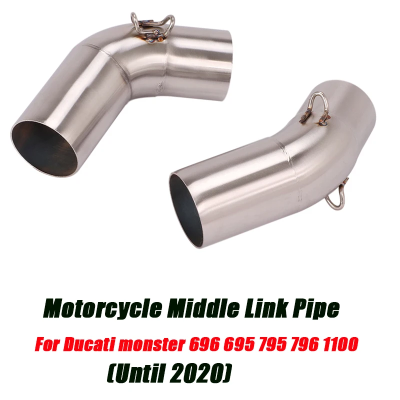 Motorcycle Middle Pipe Left Right Side Stainless Steel Link 51mm Exhaust Muffler Pipe For Ducati monster 696 695 795 796 1100