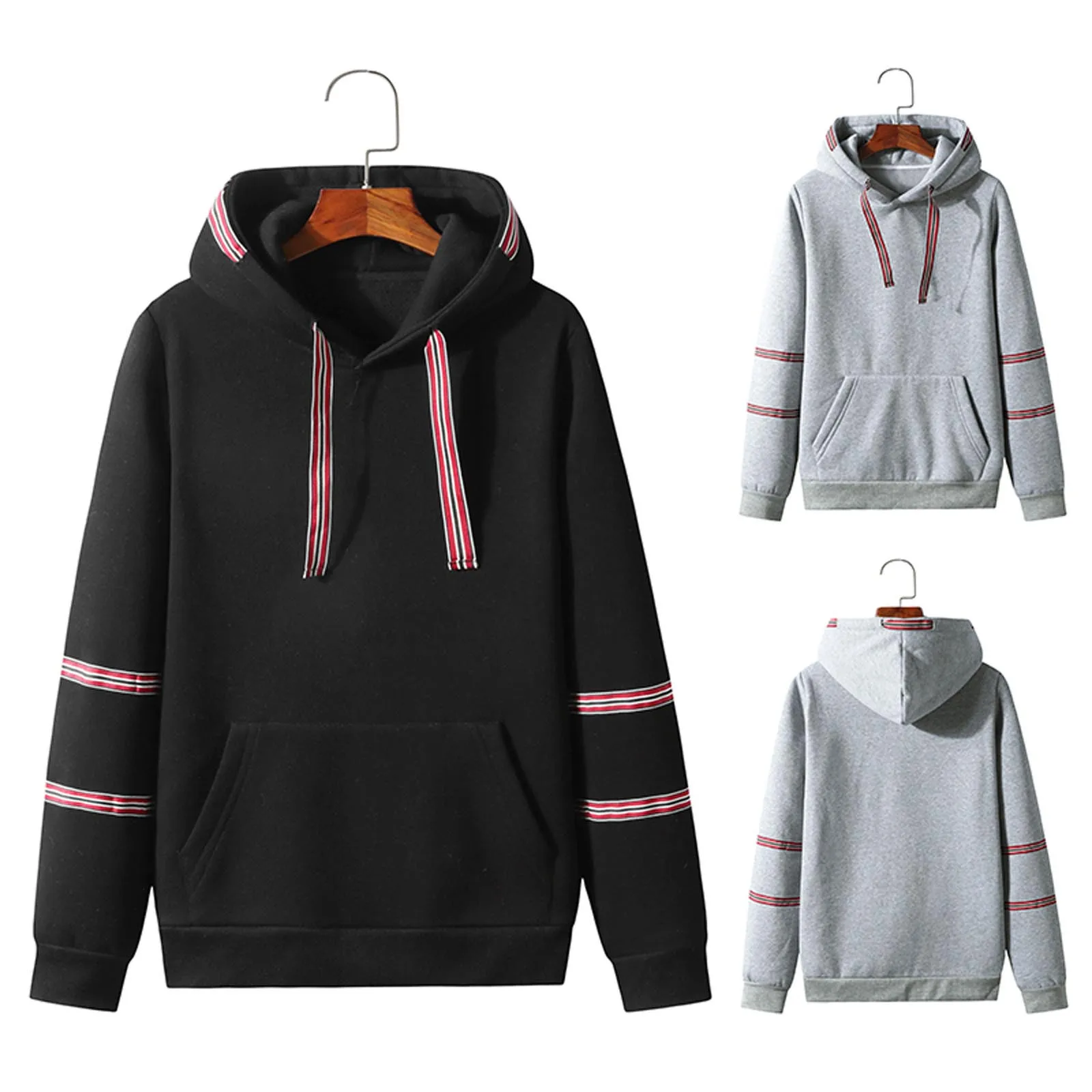 

Fashion Hoodies Men Women Ribbon Design Long-sleeve Hooded Sweatshirt Casual Drawstring Pullover Hoodie Outdoor Streetwear