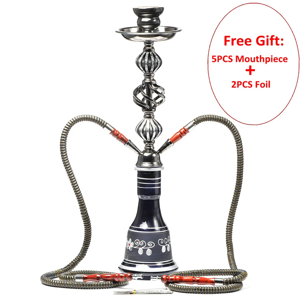 Black Стеклянная трубка для кальяна наргиле Completo Waterpijp Sisha Chicha с наргиле Cachimba аксессуары шланг чаша для угля щипцы - Цвет: Black