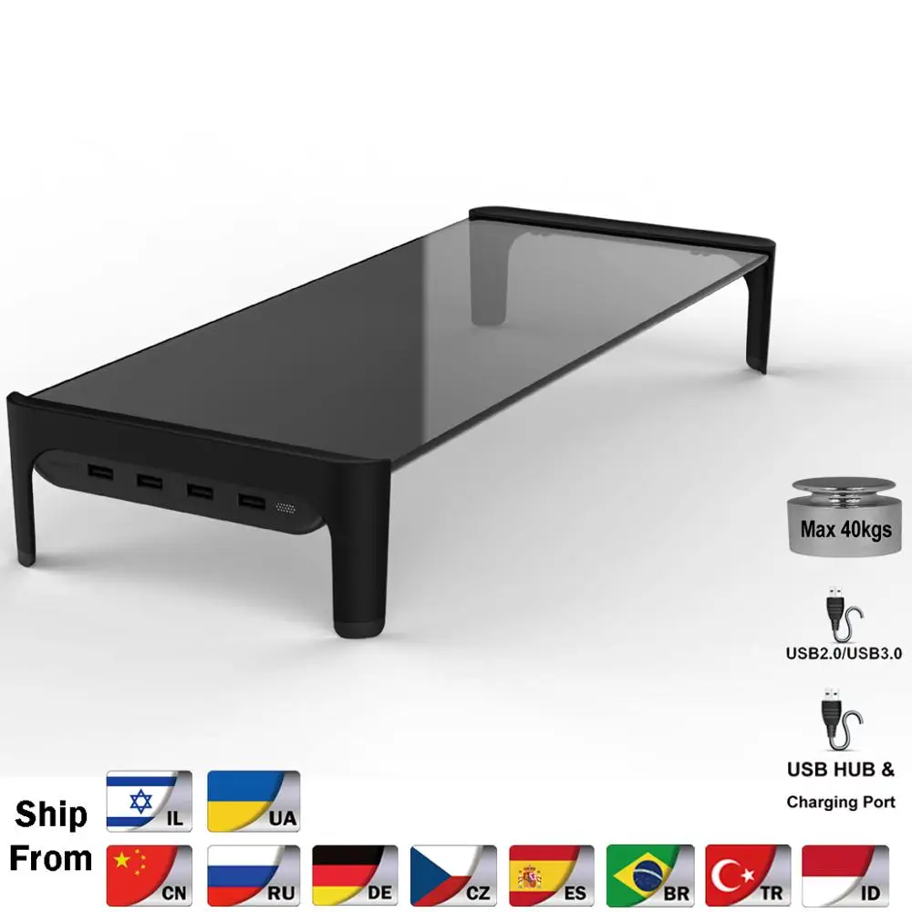 

Desktop Monitor Notebook Laptop Stand Space Bar Non-slip Desk Riser with 4ports USB Hub Data Transmission and Fast Charger 501L