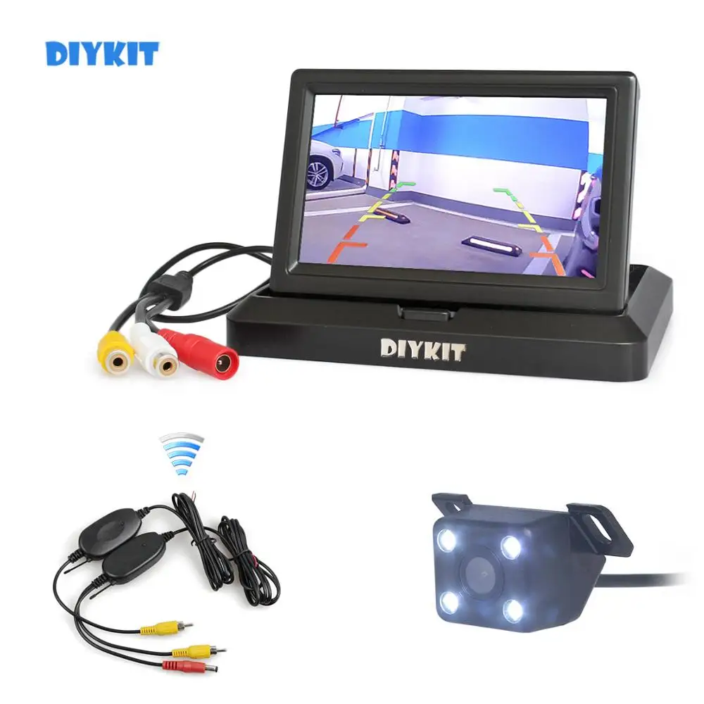 Беспроводная 5 дюймовая Складная Автомобильная камера заднего вида с ночным