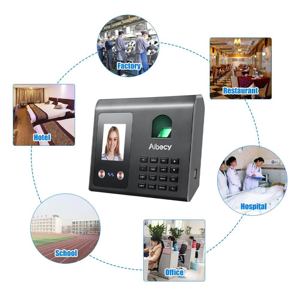

Aibecy Intelligent Attendance Machine Face Fingerprint Password Recognition Mix Biometric Time Clock for office factory school