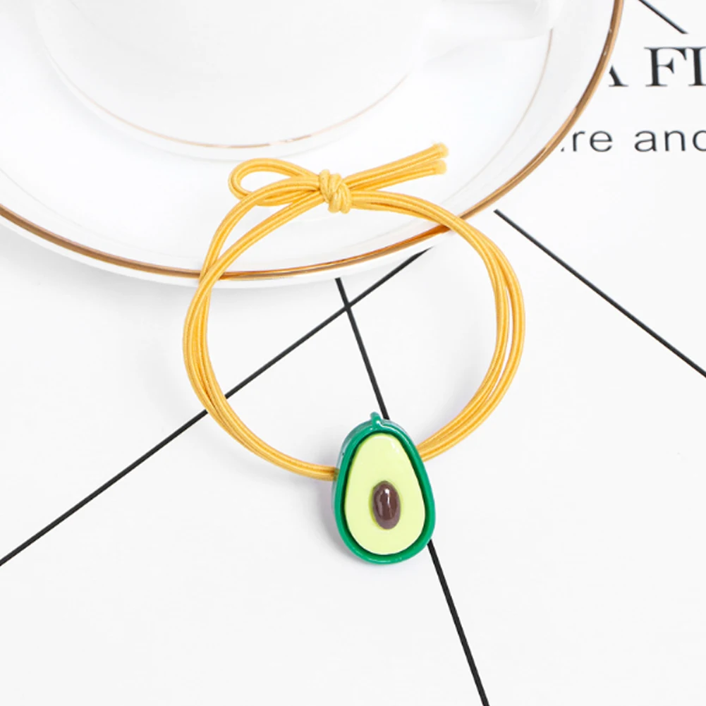 

1Pcs Cute Baby Hair Ring Fruit Small Head Rope Rubber Band Elastic Hair Band Acrylic Children Hair Accessories Headwear Avocado