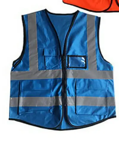 Blue HI VIS жилет руководителя высокая видимость работы светоотражающий безопасности одежда топы оранжевый желтый синий красный - Цвет: Blue