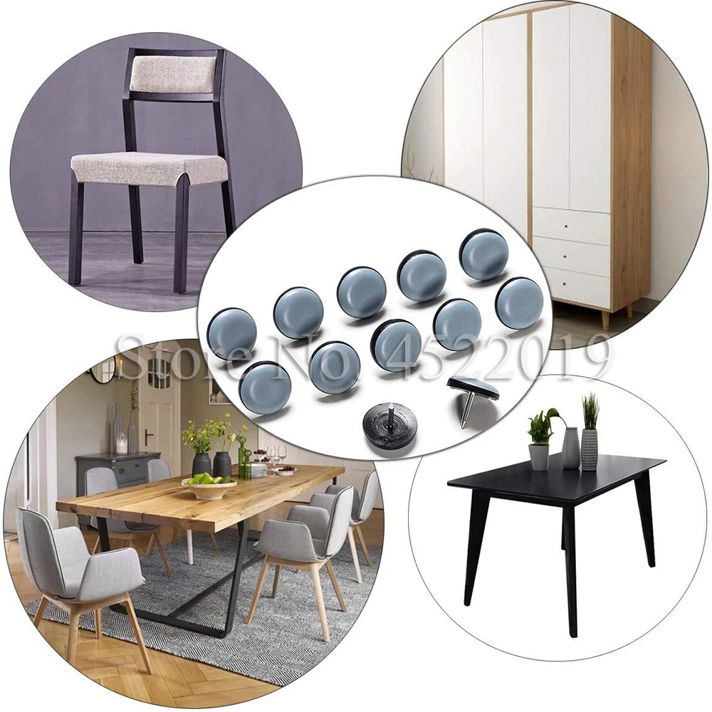 48Pcs Furniture Glide Nail-on Plastic Slider Pad Floor Protector for Wooden Leg Feet of Chair Table Sofa(Φ19mm or 0.75") |