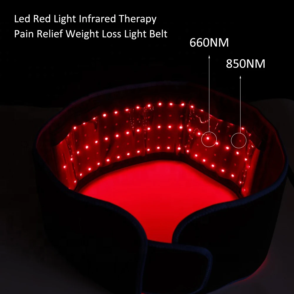 LED Belt Near-Infrared Red Light Therapy Device Home Use Wearable Deep Penetrating Light Therapy for Pain Relief, Muscle Therapy