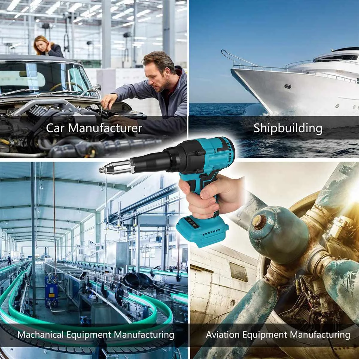 

Electric Rivet Gun Cordless Rivet Nut Gun Drill Insert Nut Pull Riveting Tool 2.4-4.8mm With LED Light For Makita 18V Battery