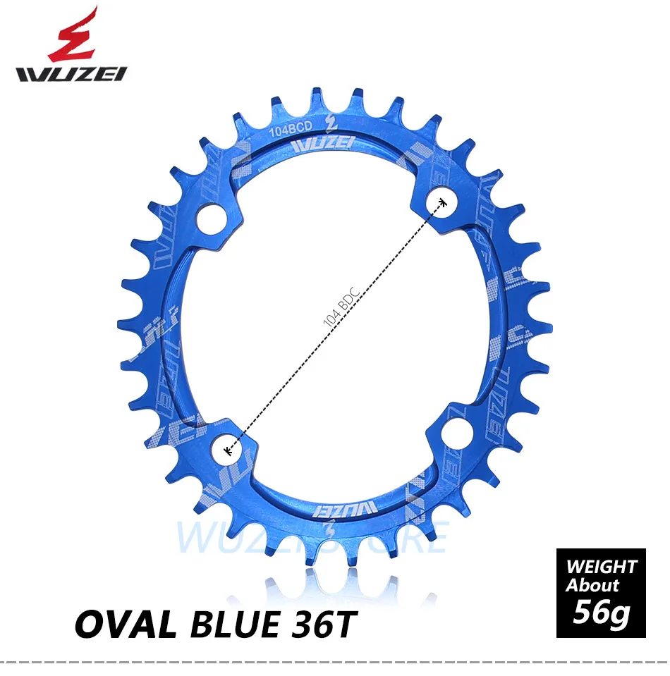 WUZEI 104BCD овальная узкая широкая Цепь 32 T/34 T/36 T/38 T MTB велосипедная Звездочка круг шатунная пластина велосипед из алюминиевого сплава запчасти