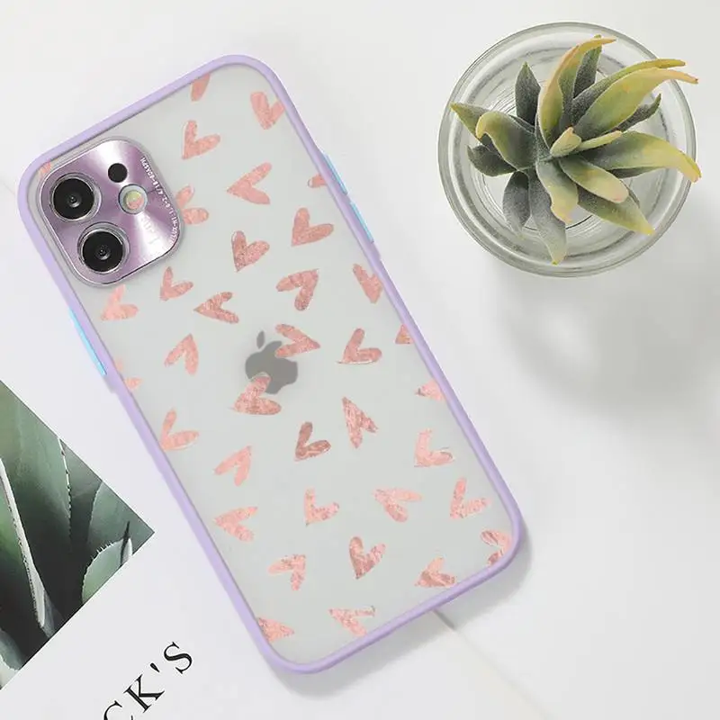 

gold Phone Case For iPhone 12 11 Mini Pro XR XS Max 7 8 Plus X Matte transparent Purple Back Cover