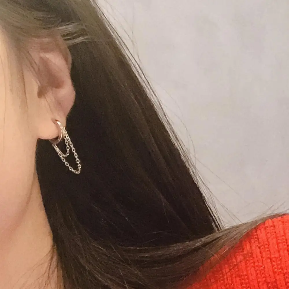 Серьги из стерлингового серебра 925 пробы, модное кольцо-цепочка, Несимметричное кольцо для ушей, Короткие серьги-капли, милые трендовые ювелирные изделия для девушек и женщин