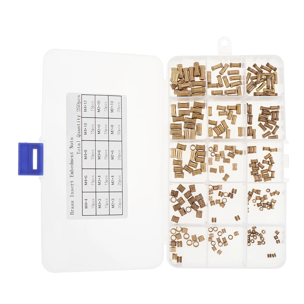 250 шт./компл. наборы ручных инструментов гайка M2 M3 M4 латунный цилиндр с накатанной
