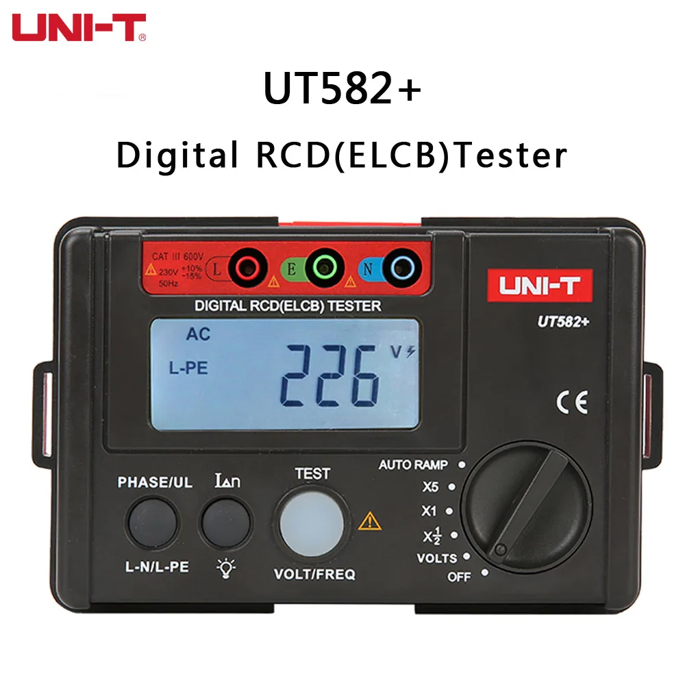 UNI T UT582 + цифровой RCD (УЗО) Тесты er выключатель утечки время поездки и туда обратно в
