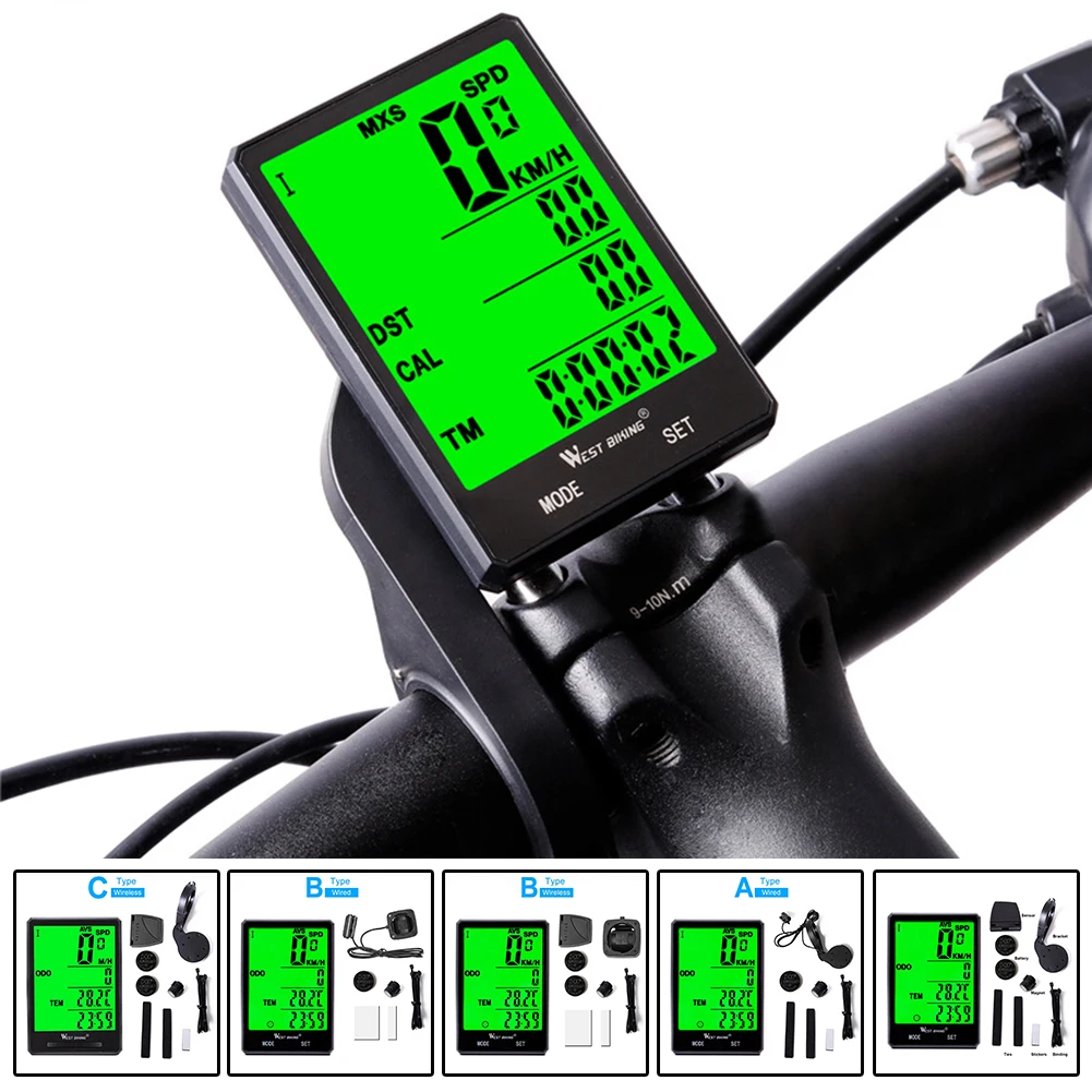 

WEST BIKING 2.8" Waterproof Bicycle Computer Touch Screen Wireless And Wired Large Digital Display Multi-function Bike Odometer