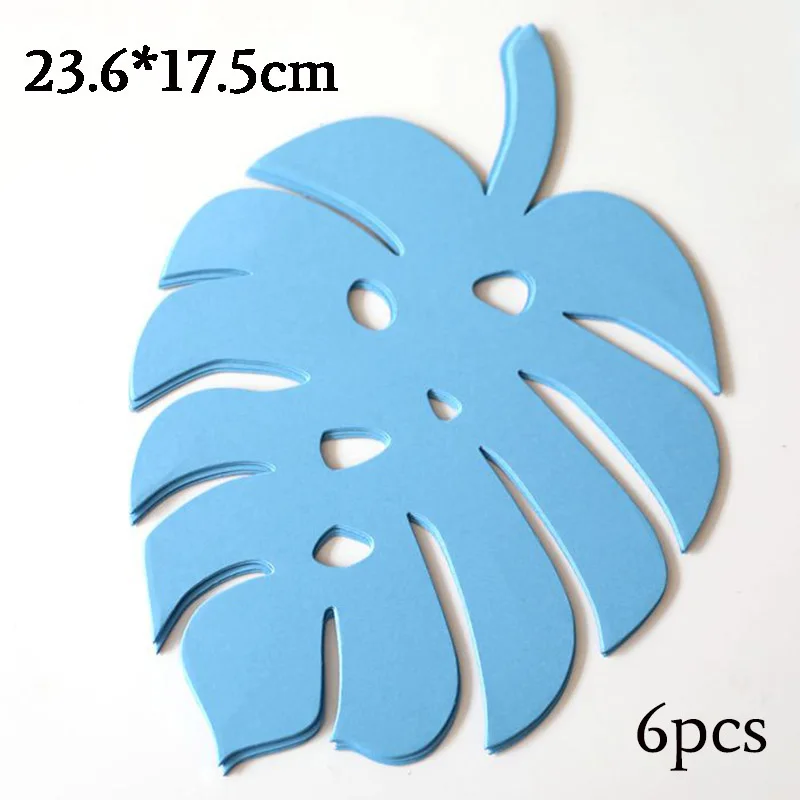6pcs blue monstera Золотые Цветы Листья баннер стены фон гигантская бумага поддельные лепестки роз баннер юбилей день рождения праздничные Свадебные украшения - Цвет: 6pcs blue monstera