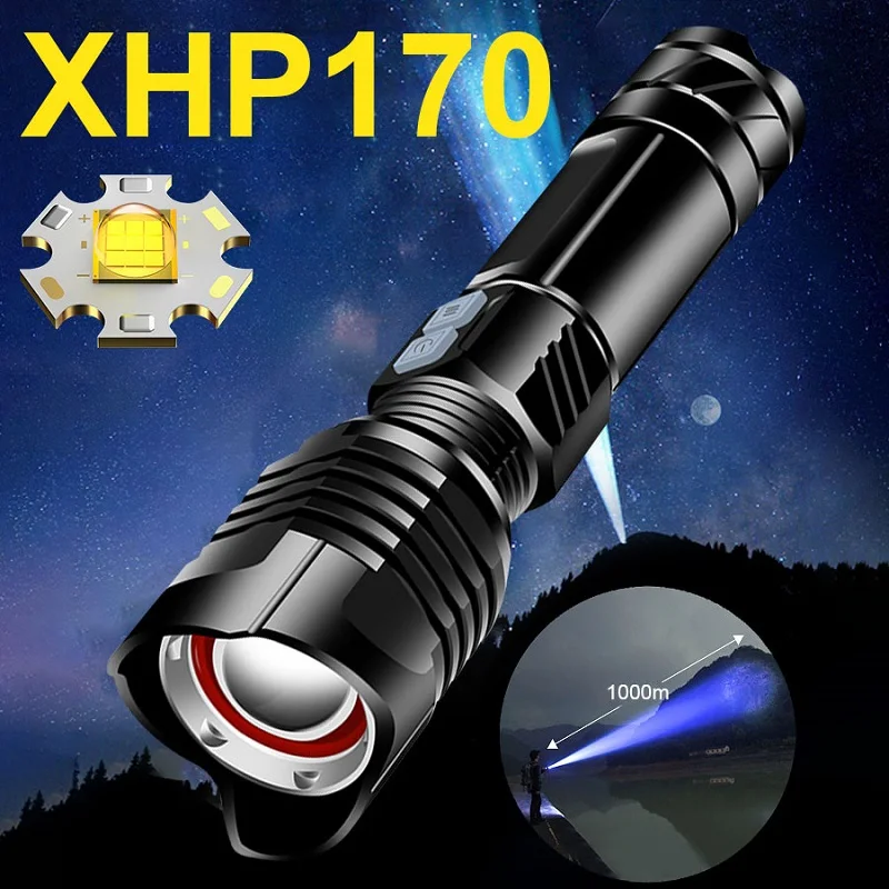 Супер XHP170 самый мощный светодиодный вспышка светильник 18650 USB Перезаряжаемые