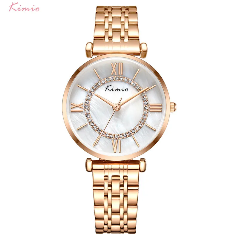 

NO.2Kimio женские наручные часы модные римские Цифровые кварцевые часы браслет из нержавеющей стали часы