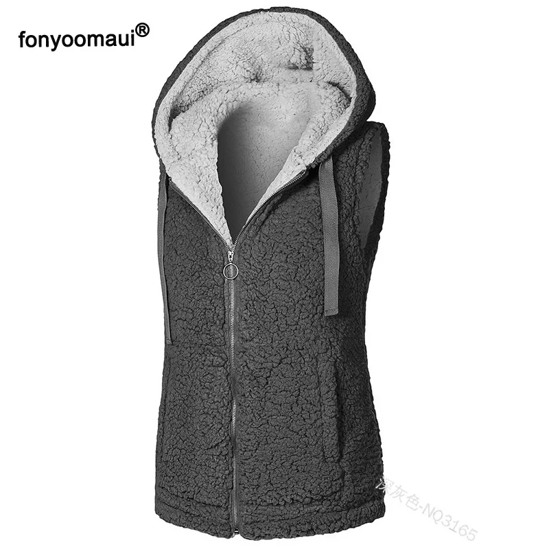 Женская осенне зимняя теплая плюшевая приталенная куртка жилеты с капюшоном для
