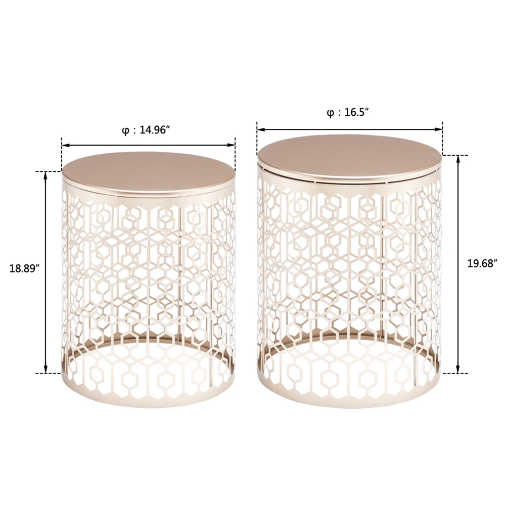 

Two Gold Hollow Cylindrical Side Tables Small Coffee Table Modern Minimalist Side Table Corner Table Sofa Bedroom Bedside Table
