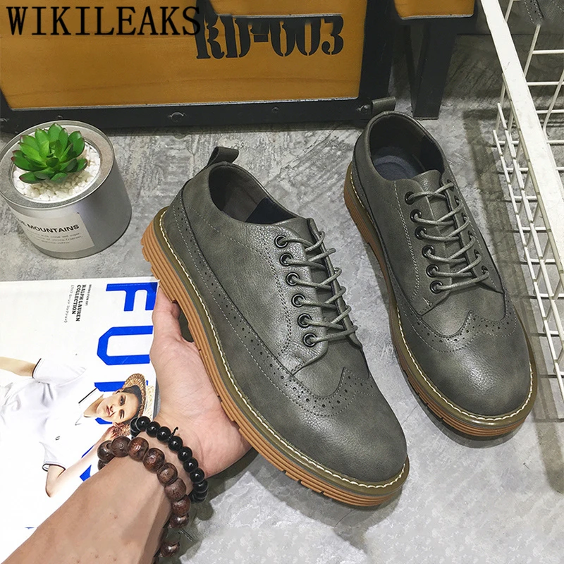 Итальянская мужская повседневная обувь броги 2022 кожаная Роскошная брендовая для