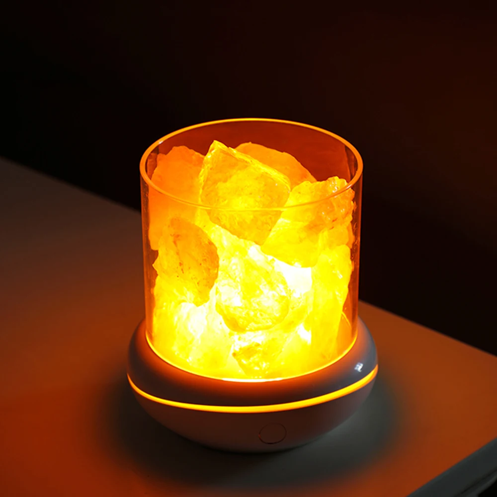 

Portable USB Rechargeable Crystal Salt Lamp Aromatherapy Light Indoor Bedroom Purifying Air LED Night Light Home Decor Lights