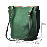 Genuine leather shoulder bag high-quality bucket bag first layer of soft leather large-capacity crossbody bag female bag